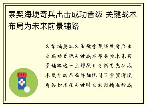 索契海埂奇兵出击成功晋级 关键战术布局为未来前景铺路